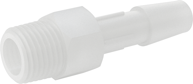 Sıkı Sızdırmazlık Nem Dirençli Dikenli Boru Bağlantı Parçası, Plastik, Adaptör, 1/4" Boru İç Çapı x 1/8 NPT Erkek için
