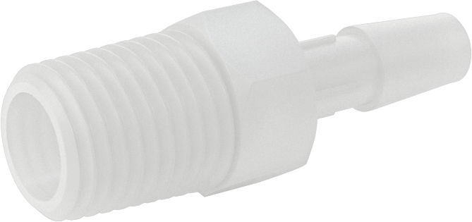 Sıkı Sızdırmazlık Nem Dirençli Dikenli Boru Bağlantı Parçası, Plastik, Adaptör, 1/4" Boru İç Çapı x 1/4 NPT Erkek için