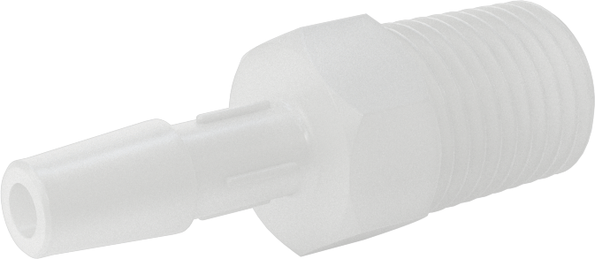 Sıkı Sızdırmazlık Nem Dirençli Dikenli Boru Bağlantı Parçası, Plastik, Adaptör, 1/4" Boru İç Çapı x 1/4 NPT Erkek için