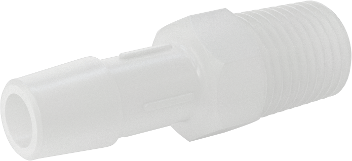 Sıkı Sızdırmazlık Nem Dirençli Dikenli Boru Bağlantı Parçası, Plastik, Adaptör, 3/8" boru iç çapı x 1/4 NPT erkek