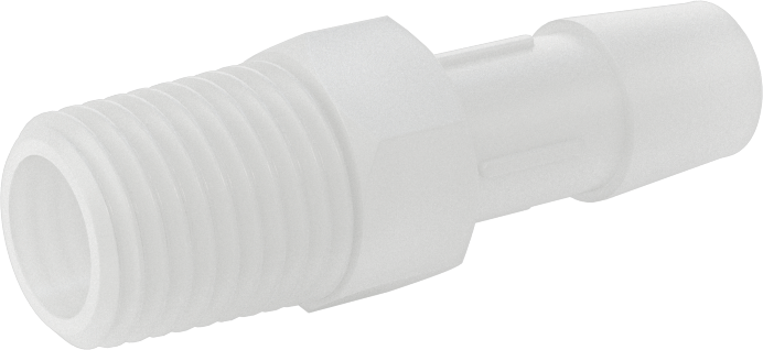 Sıkı Sızdırmazlık Nem Dirençli Dikenli Boru Bağlantı Parçası, Plastik, Adaptör, 3/8" boru iç çapı x 1/4 NPT erkek