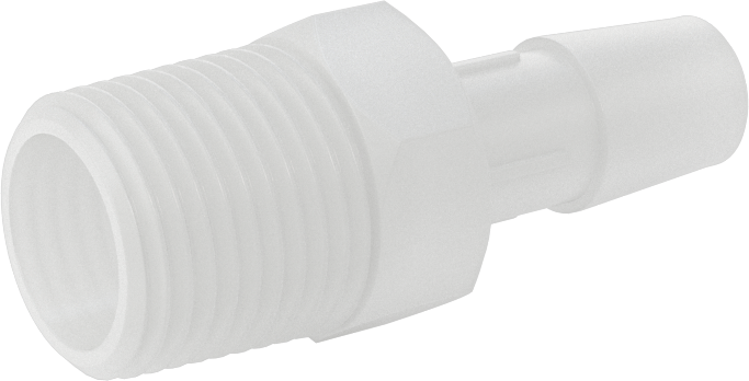 Sıkı Sızdırmazlık Nem Dirençli Dikenli Boru Bağlantı Parçası, Plastik, Adaptör, 3/8" Boru İç Çapı x 3/8 NPT Erkek için