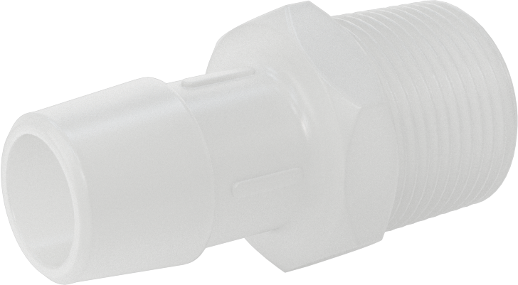 Sıkı Sızdırmazlık Nem Dirençli Dikenli Boru Bağlantı Parçası, Plastik, Adaptör, 3/4" Boru İç Çapı x 3/4 NPT Erkek için