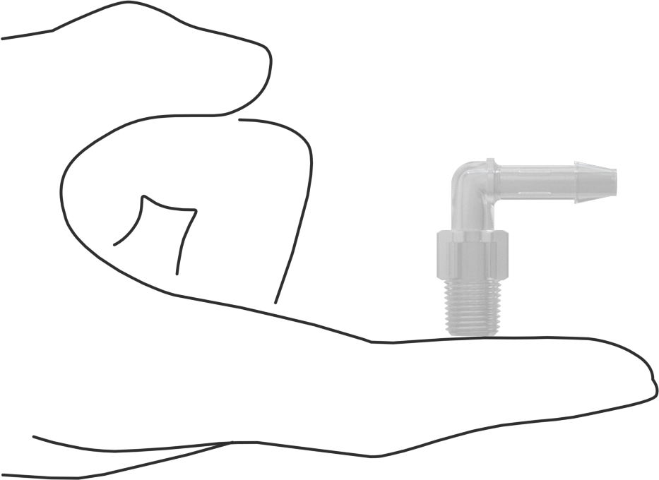 Sıkı Sızdırmazlık Nem Dirençli Dikenli Boru Bağlantı Parçası, Plastik, Dirsek adaptörü, 1/4" Boru İç Çapı x 1/8 NPT Erkek
