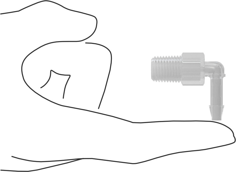 Sıkı Sızdırmazlık Nem Dirençli Dikenli Boru Bağlantı Parçası, Plastik, Dirsek adaptörü, 1/4" Boru İç Çapı x 1/4 NPT Erkek