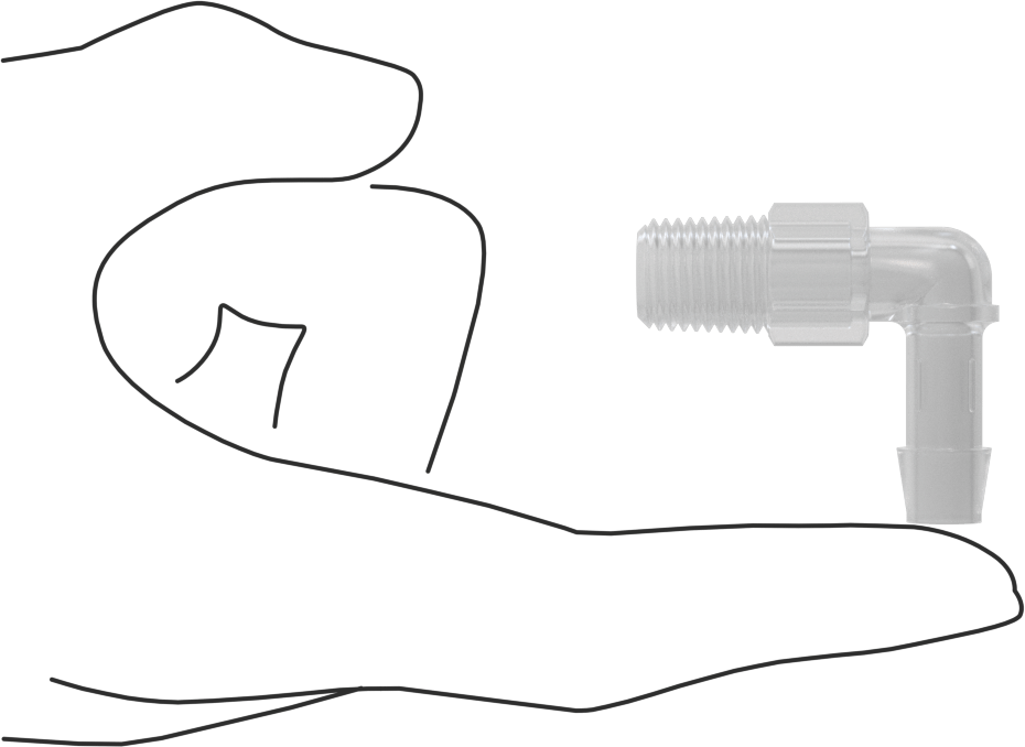 Sıkı Sızdırmazlık Nem Dirençli Dikenli Boru Bağlantı Parçası, Plastik, Dirsek adaptörü, 3/8" Boru İç Çapı x 1/4 NPT Erkek
