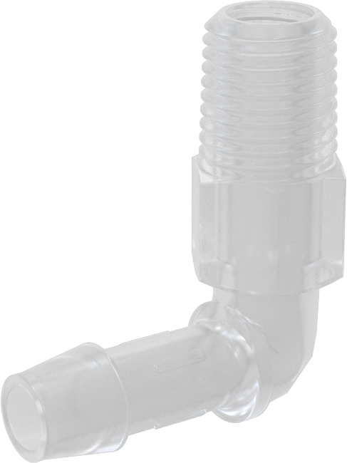 Sıkı Sızdırmazlık Nem Dirençli Dikenli Boru Bağlantı Parçası, Plastik, Dirsek adaptörü, 3/8" Boru İç Çapı x 1/4 NPT Erkek