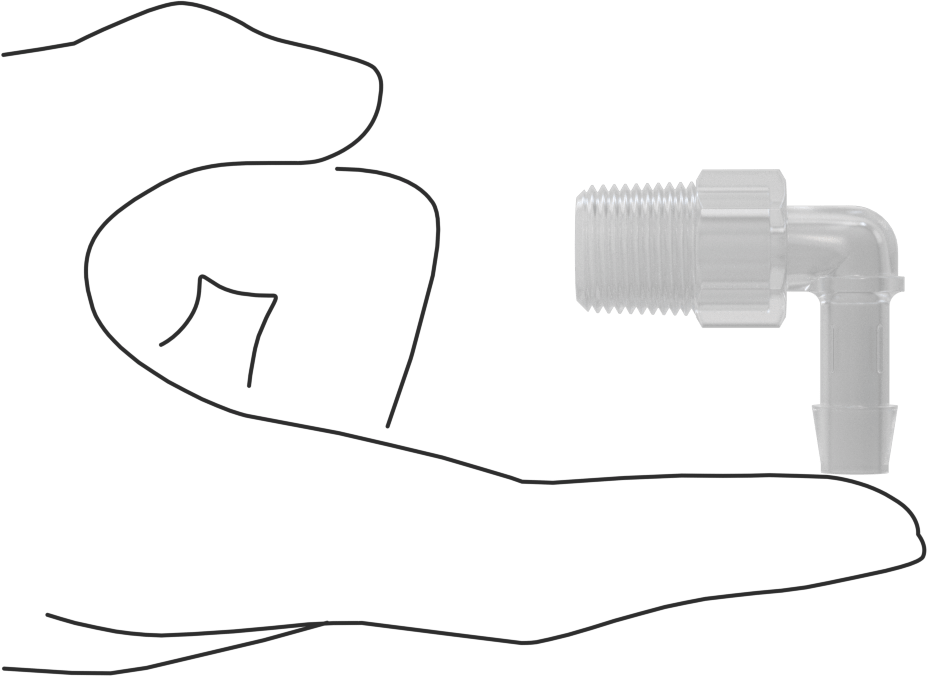 Sıkı Sızdırmazlık Nem Dirençli Dikenli Boru Bağlantı Parçası, Plastik, Dirsek adaptörü, 3/8" Boru İç Çapı x 3/8 NPT Erkek