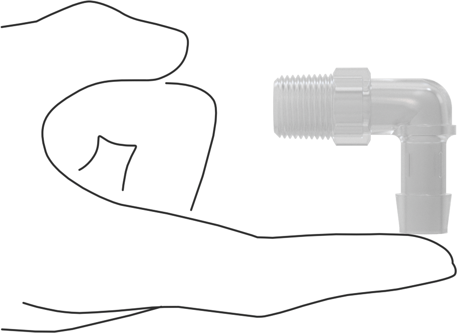 Sıkı Sızdırmazlık Nem Dirençli Dikenli Boru Bağlantı Parçası, Plastik, Dirsek adaptörü, 1/2" Boru İç Çapı x 3/8 NPT Erkek