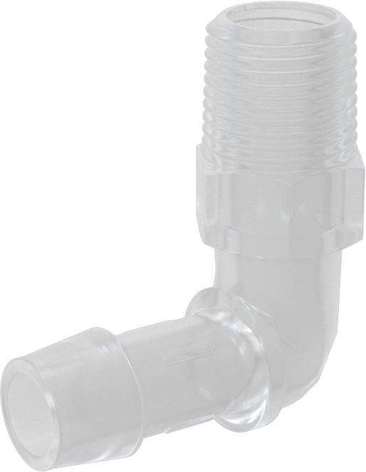 Sıkı Sızdırmazlık Nem Dirençli Dikenli Boru Bağlantı Parçası, Plastik, Dirsek adaptörü, 1/2" Boru İç Çapı x 3/8 NPT Erkek