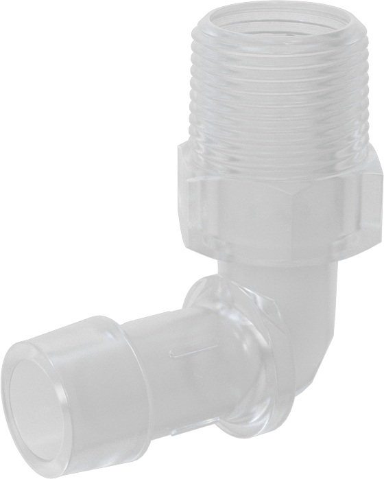 Sıkı Sızdırmazlık Nem Dirençli Dikenli Boru Bağlantı Parçası, Plastik, Dirsek adaptörü, 3/4" Boru İç Çapı x 3/4 NPT Erkek