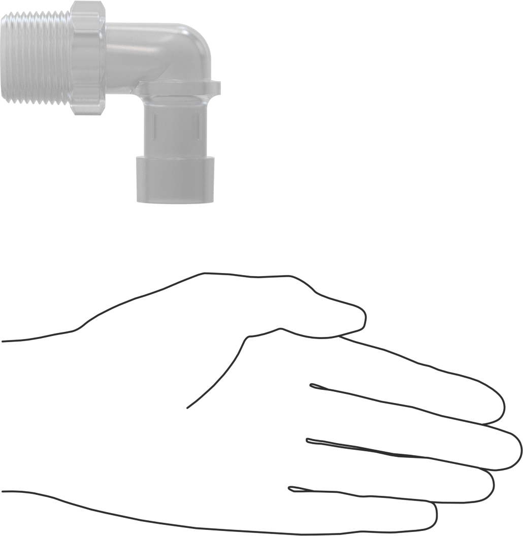 Sıkı Sızdırmazlık Nem Dirençli Dikenli Boru Bağlantı Parçası, Plastik, Dirsek adaptörü, 1" Boru İç Çapı x 1 NPT Erkek