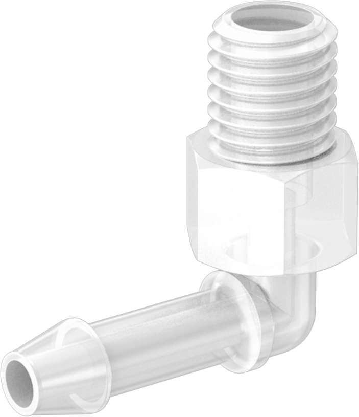 Sıkı Sızdırmazlık Nem Dirençli Dikenli Boru Bağlantı Parçası, Plastik, Dirsek, 1/8“ Boru İç Çapı x 1/4”-28 Dişli Erkek Boru