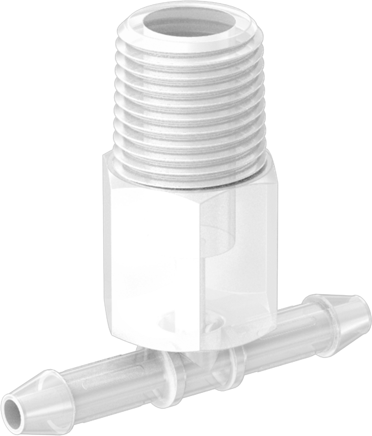 Sıkı Sızdırmazlık Nem Dirençli Dikenli Boru Bağlantı Parçası, Plastik, Hat Üstü T, 1/8" Boru İç Çapı x 1/8 NPT Erkek için