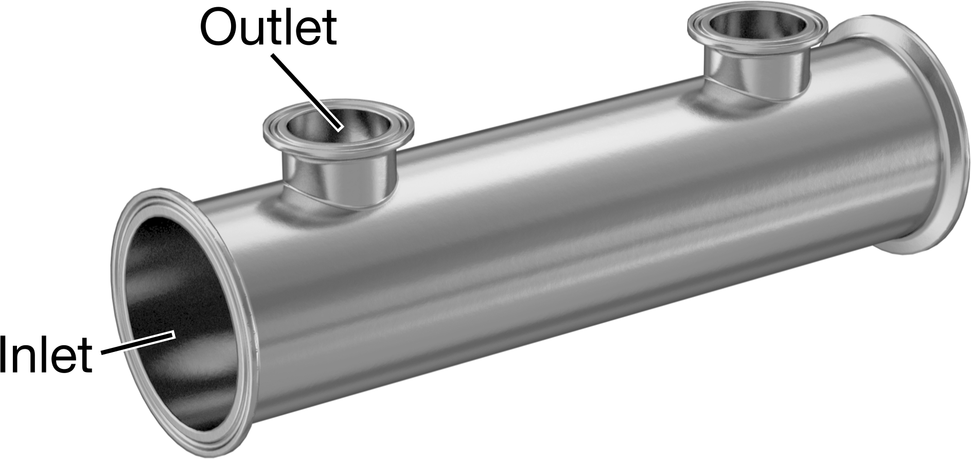 Yüksek Parlaklıkta Hızlı Sıkıştırmalı Sıhhi Boru Bağlantı Elemanı, 3“ x 1-1/2” Boru için 316L Paslanmaz Çelik 2 Çıkışlı Manifold