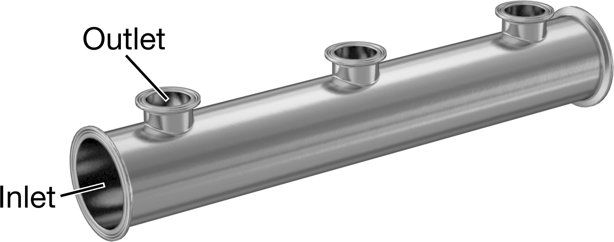 Yüksek Parlaklıkta Hızlı Sıkıştırmalı Sıhhi Boru Bağlantı Elemanı, 3“ x 1-1/2” Boru için 316L Paslanmaz Çelik 3 Çıkışlı Manifold