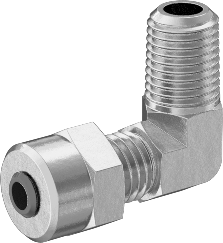 Hızlı Montajlı Pirinç Sıkıştırma Borusu Bağlantı Parçası, Hava ve Su için, Dirsek, 1/8" Boru Dış Çapı x 1/16 NPTF Erkek