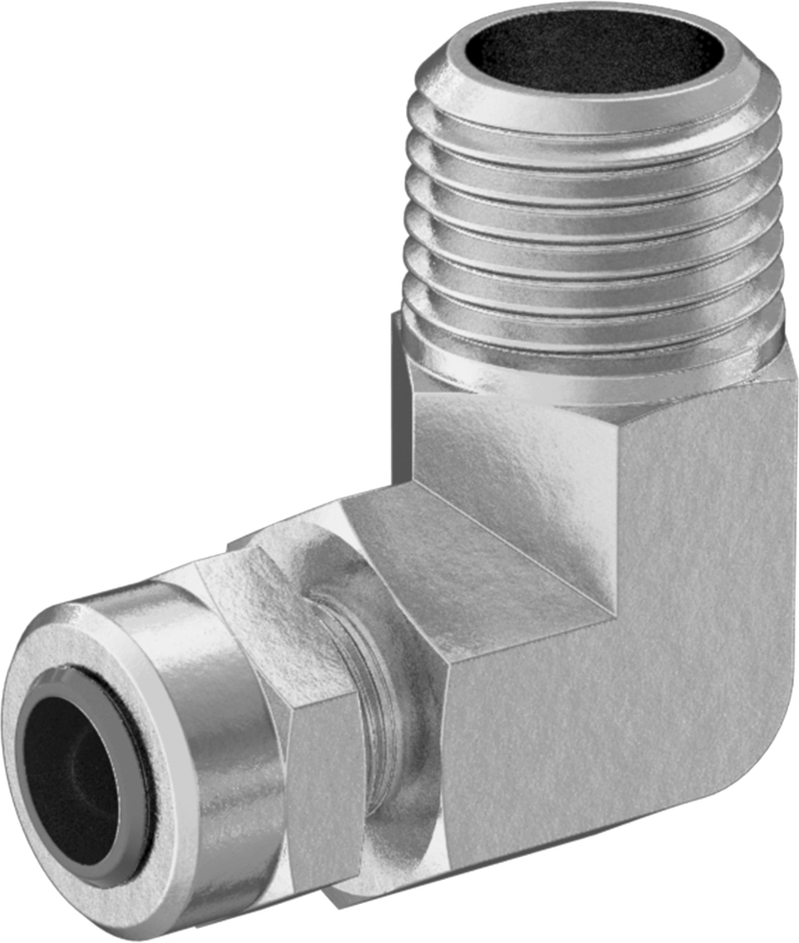 Hızlı Montajlı Pirinç Sıkıştırma Borusu Bağlantı Parçası, Hava ve Su için, Dirsek, 1/4" Tüp Dış Çap x 1/4 NPTF Erkek