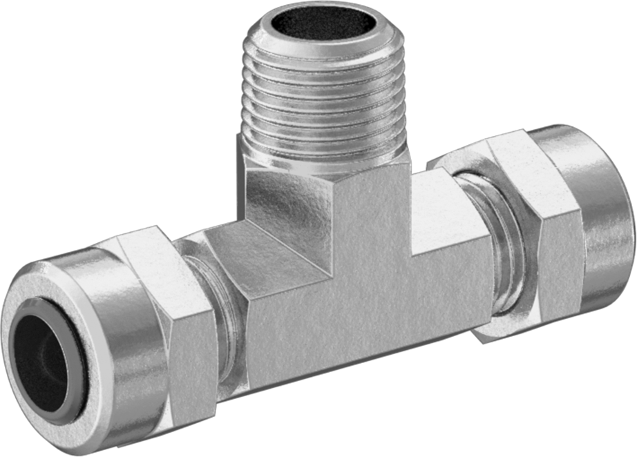Hızlı Montajlı Pirinç Sıkıştırma Borusu Bağlantı Parçası, Hat Üstü T Adaptörü, 1/4" Boru Dış Çapı x 1/8 NPTF Erkek için
