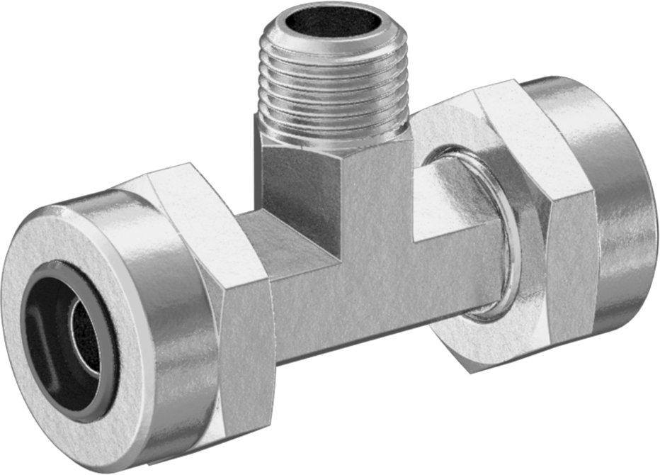 Hızlı Montajlı Pirinç Sıkıştırma Borusu Bağlantı Parçası, Hat Üstü T Adaptörü, 3/8" Boru Dış Çapı x 1/8 NPTF Erkek için