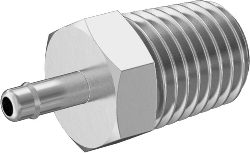 Alüminyum Düşük Basınçlı Dikenli Boru Bağlantı Parçası, Hava ve Su için, Adaptör, 1/16" Boru x 1/16 NPT Erkek