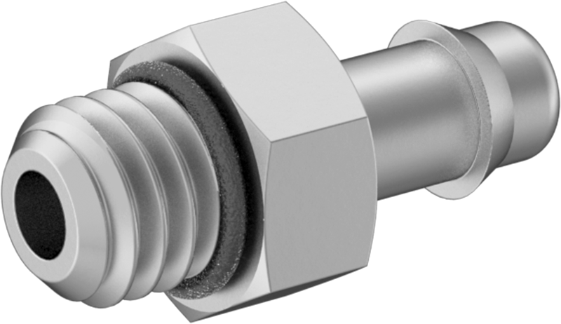 Alüminyum Düşük Basınçlı Dikenli Boru Bağlantı Parçası, Hava ve Su için, Adaptör, 1/8" Boru x 10-32 UNF Erkek