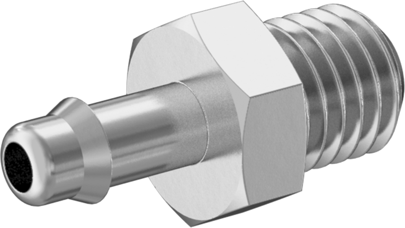 Alüminyum Düşük Basınçlı Dikenli Boru Bağlantı Parçası, Hava ve Su için, Adaptör, 1/8“ Boru x 1/4”-28 UNF Erkek