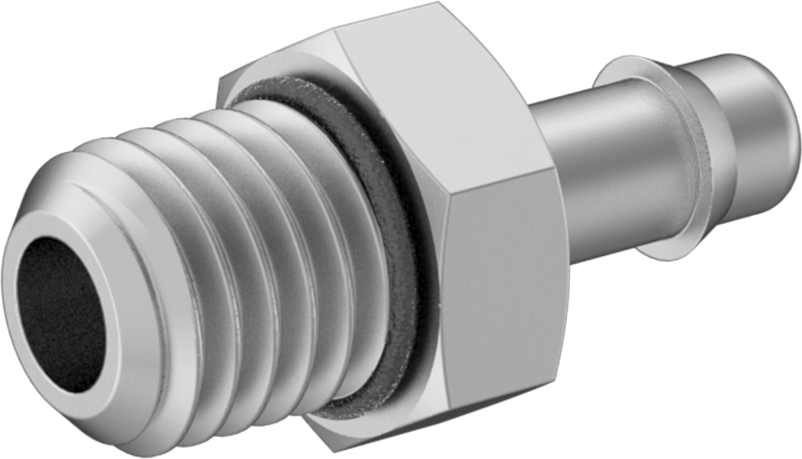 Alüminyum Düşük Basınçlı Dikenli Boru Bağlantı Parçası, Hava ve Su için, Adaptör, 1/8“ Boru x 1/4”-28 UNF Erkek