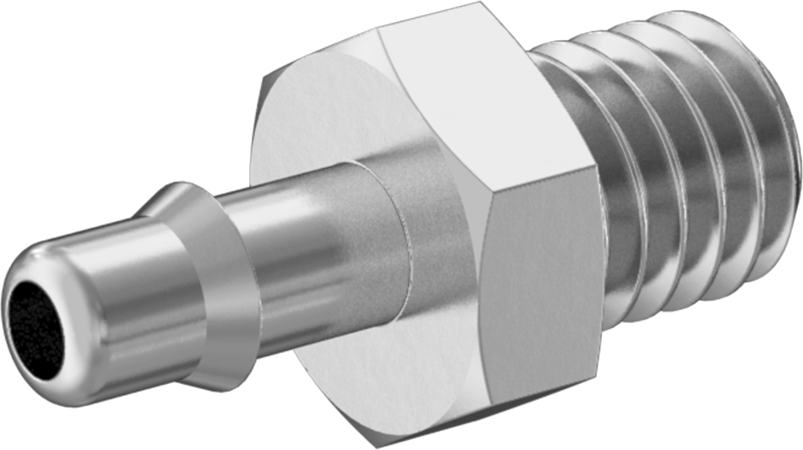 Alüminyum Düşük Basınçlı Dikenli Boru Bağlantı Parçası, Hava ve Su için, 1/8" Boru için Adaptör, M6 x 1 mm Erkek