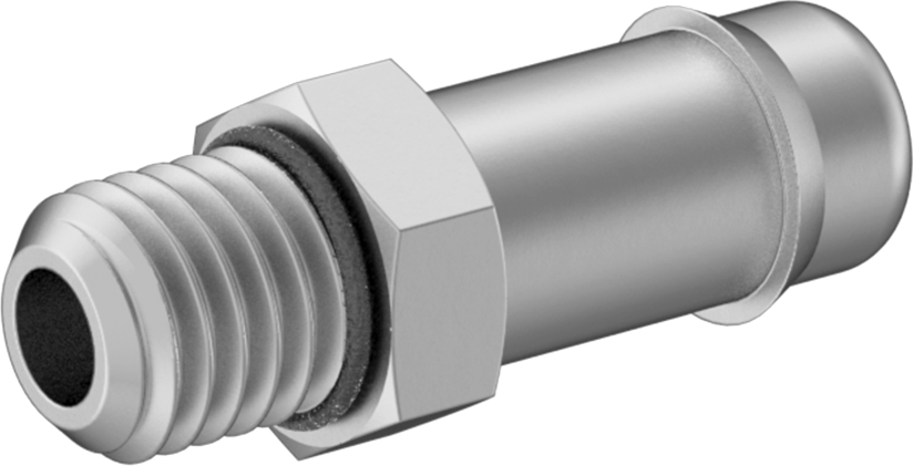 Alüminyum Düşük Basınçlı Dikenli Boru Bağlantı Parçası, Hava ve Su için, Adaptör, 1/4“ Boru x 1/4”-28 UNF Erkek