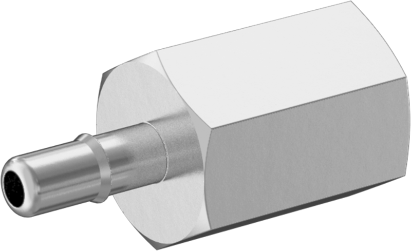 Alüminyum Düşük Basınçlı Dikenli Boru Bağlantı Parçası, Hava ve Su için, Adaptör, 1/16" Boru x 10-32 UNF Dişi