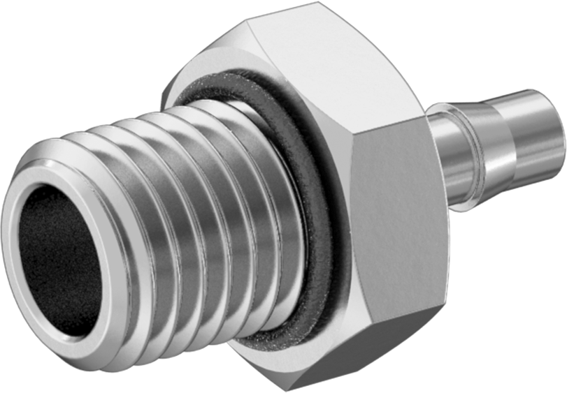 Alüminyum Düşük Basınçlı Dikenli Boru Bağlantı Parçası, Hava ve Su için, 1/8" Boru için Adaptör, M8 x 1 mm Erkek