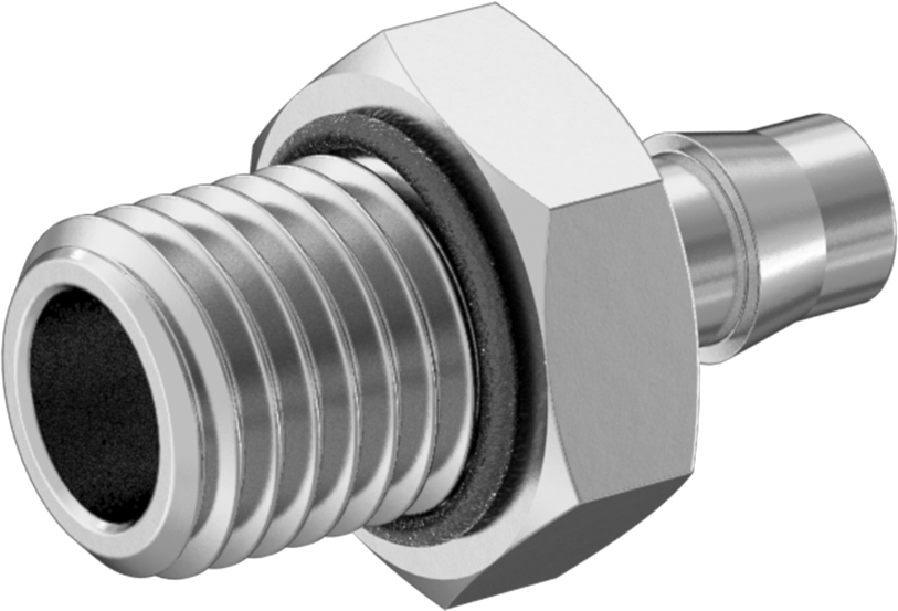 Alüminyum Düşük Basınçlı Dikenli Boru Bağlantı Parçası, Hava ve Su için, 0,170" Boru için Adaptör, M8 x 1 mm Erkek