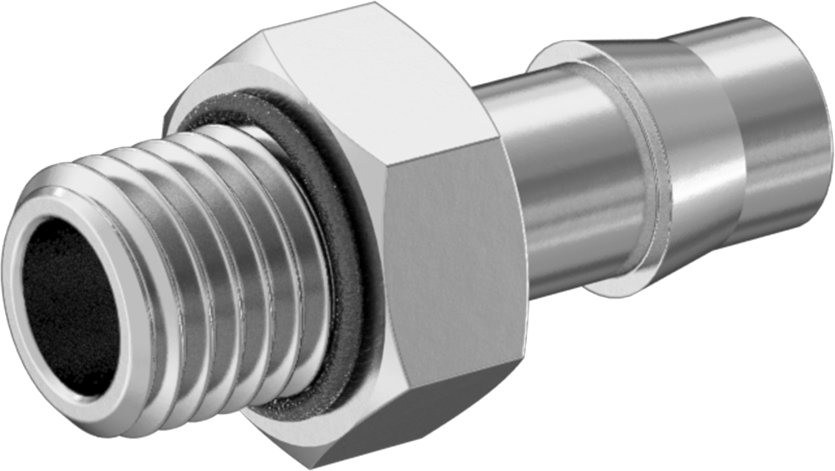 Alüminyum Düşük Basınçlı Dikenli Boru Bağlantı Parçası, Hava ve Su için, 1/4" Boru Adaptörü, M8 x 1 mm Erkek