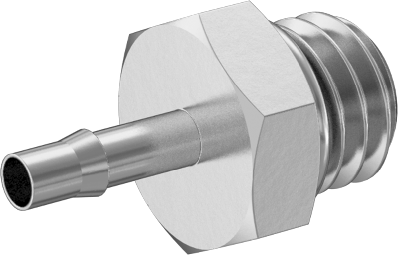 Alüminyum Düşük Basınçlı Dikenli Boru Bağlantı Parçası, Hava ve Su için, Adaptör, 1/16" Boru, M5 x 0,80 mm Erkek