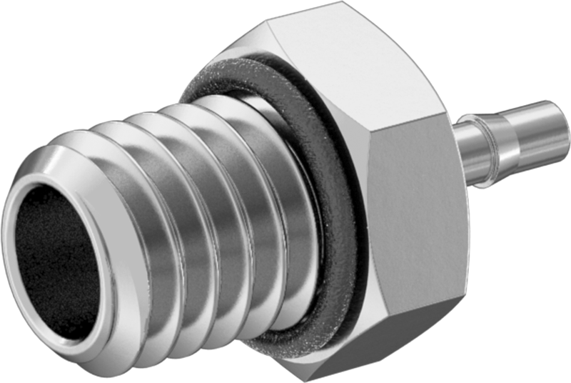 Alüminyum Düşük Basınçlı Dikenli Boru Bağlantı Parçası, Hava ve Su için, 1/16" Boru için Adaptör, M6 x 1 mm Erkek