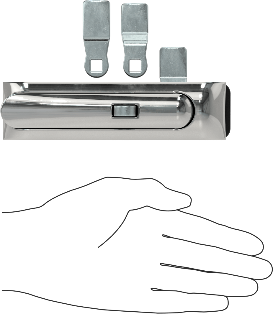 Yıkanabilir Salıncak Kollu Asma Kilitli Kam Mandalı, Krom Kaplı Çinko, 1/8" Maksimum Kalınlık için, 5-1/8" Uzun Sap