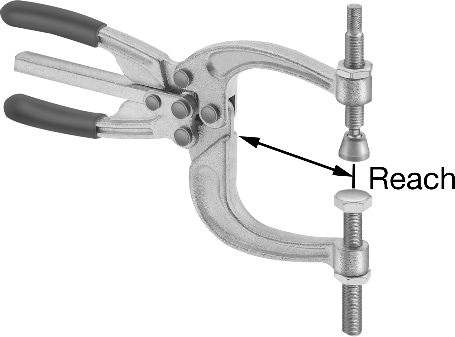 Pense Tipi Mandal Kelepçesi, 0“ - 3” Açıklık, 2-3/4" Uzanma Mesafesi