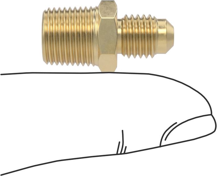 Bakır ve Pirinç Borular için 45 Derece Genişletilmiş Bağlantı Parçası, 1/8" Dış Çaplı Boru x 1/8 NPTF Erkek için Adaptör