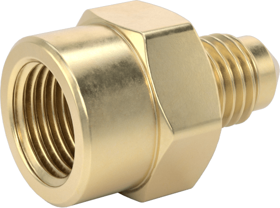 Bakır ve Pirinç Borular için 45 Derece Genişletilmiş Bağlantı Parçası, 1/8" Dış Çaplı Boru x 1/8 NPTF Dişi için Düz Adaptör