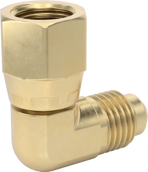 Bakır ve Pirinç Borular için 45 Derece Genişletilmiş Bağlantı Parçası, 1/4“ Boru Dış Çap x 7/16”-20 Dişi için 90 Derece Döner Dirsek