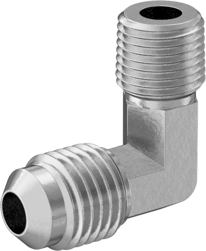 Bakır ve Pirinç Borular için 45 Derece Genişletilmiş Bağlantı Parçası, 1/4" Dış Çaplı Boru x 1/8 NPTF Erkek için 90 Derece Dirsek