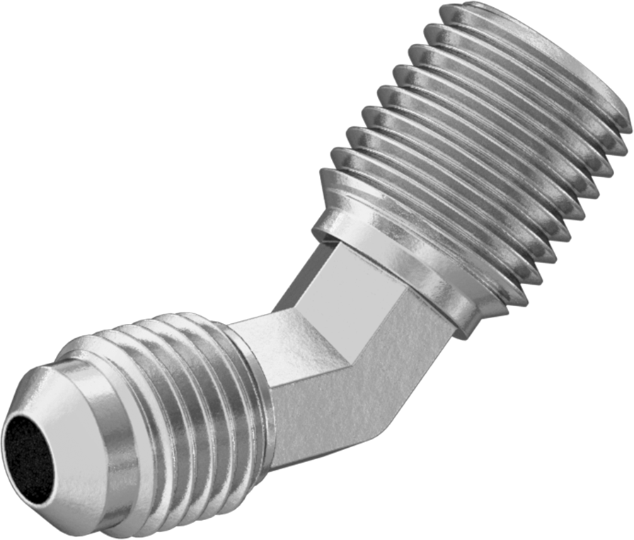 Bakır ve Pirinç Borular için 45 Derece Genişletilmiş Bağlantı Parçası, 1/4" Boru Dış Çapı x 1/4 NPTF Erkek için 45 Derece Dirsek