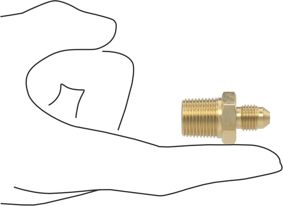 Bakır Boru için 37 Derece Genişletilmiş Bağlantı Parçası, Düz Adaptör, 1/4" Boru Dış Çapı x 3/8 NPT Erkek için