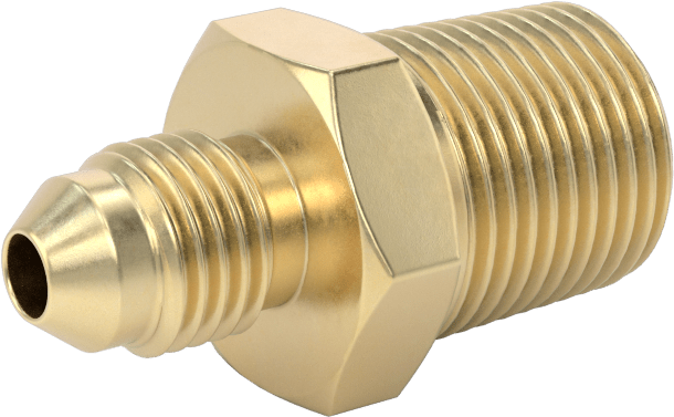 Bakır Boru için 37 Derece Genişletilmiş Bağlantı Parçası, Düz Adaptör, 1/4" Boru Dış Çapı x 3/8 NPT Erkek için