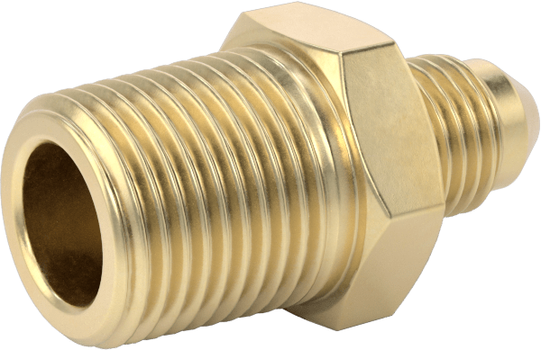 Bakır Boru için 37 Derece Genişletilmiş Bağlantı Parçası, Düz Adaptör, 1/4" Boru Dış Çapı x 3/8 NPT Erkek için