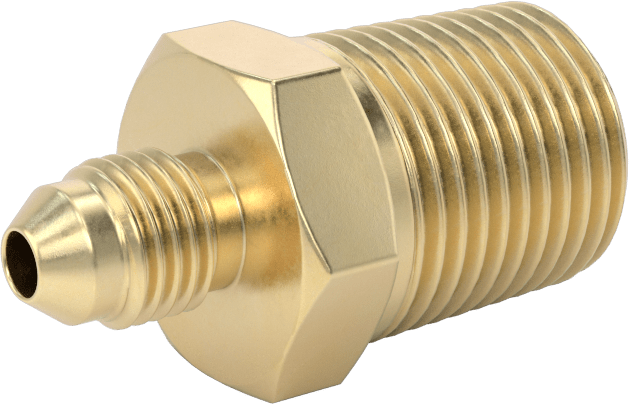 Bakır Boru için 37 Derece Genişletilmiş Bağlantı Parçası, Düz Adaptör, 1/4" Boru Dış Çapı x 1/2 NPT Erkek için