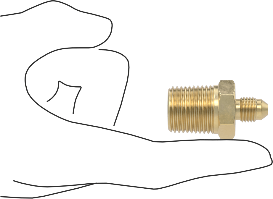 Bakır Boru için 37 Derece Genişletilmiş Bağlantı Parçası, Düz Adaptör, 1/4" Boru Dış Çapı x 1/2 NPT Erkek için