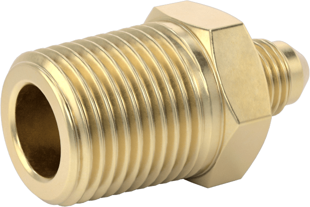 Bakır Boru için 37 Derece Genişletilmiş Bağlantı Parçası, Düz Adaptör, 1/4" Boru Dış Çapı x 1/2 NPT Erkek için