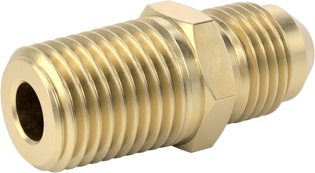 Bakır Boru için 37 Derece Genişletilmiş Bağlantı Parçası, Düz Adaptör, 5/16" Boru Dış Çapı x 1/4 NPT Erkek